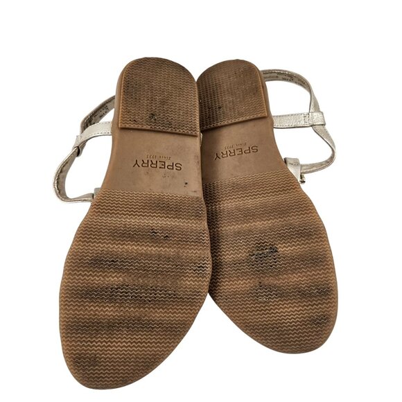 Sperry Sandals Womens Size 7M Gold Metallic T Strap Adjustable Strap Flats - Picture 3 of 10